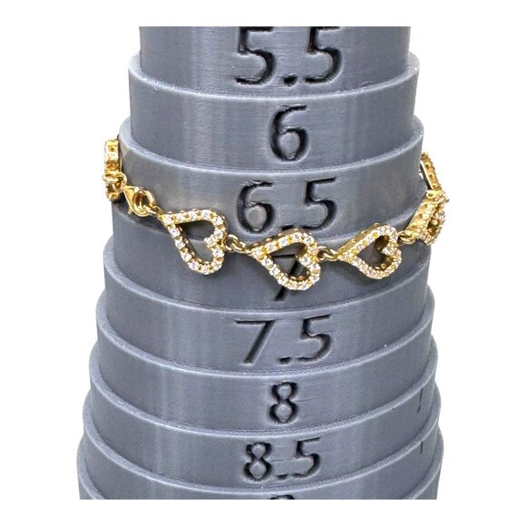 VTG Diamond Heart Gold Vermeil Sterling Silver 7" Bracelet Cubic Zirconia Link - Picture 6 of 8